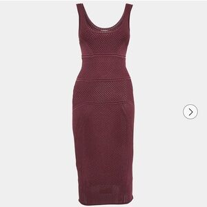 Ronny Kobo Collection Burgundy Midi Dress Macrame Knit